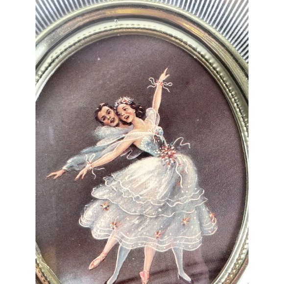 Vintage Carina Ballerina Framed Art Prints Set of 2 Silver Gold Tone Mid Century - Picture 6 of 10